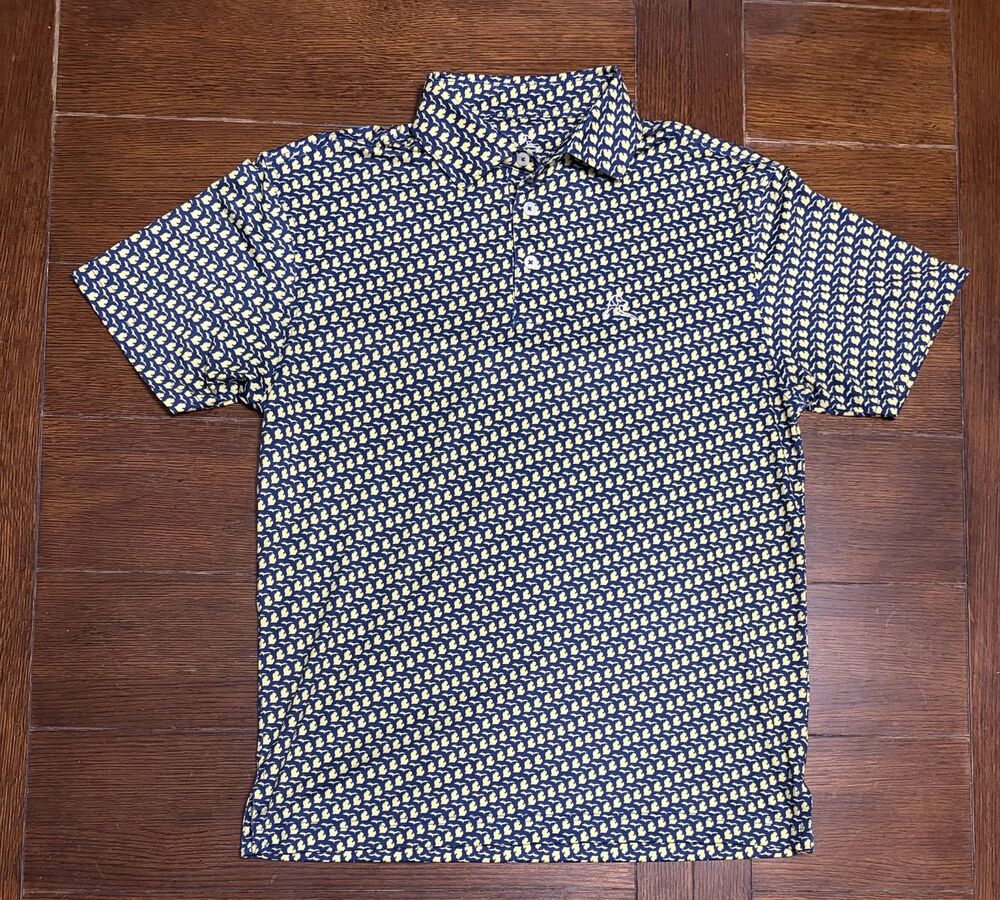 Men’s Rhoback Size S Yellow And Black Michigan Performance Golf Polo